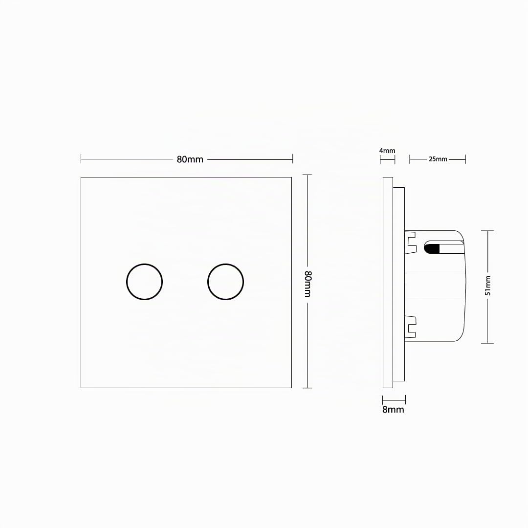 Livolo Glas Serienwechselschalter Funkschalter Touch schwarz 2 Weg Funk Lichtschalter doppel Touschschalter für zwei Leuchten Steuerbar mit Fernbedienung VL-C702SR-12