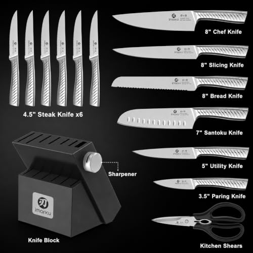 Image of iMarku 14-Piece High-Carbon Stainless Steel Knife Set with Non-Slip Handles