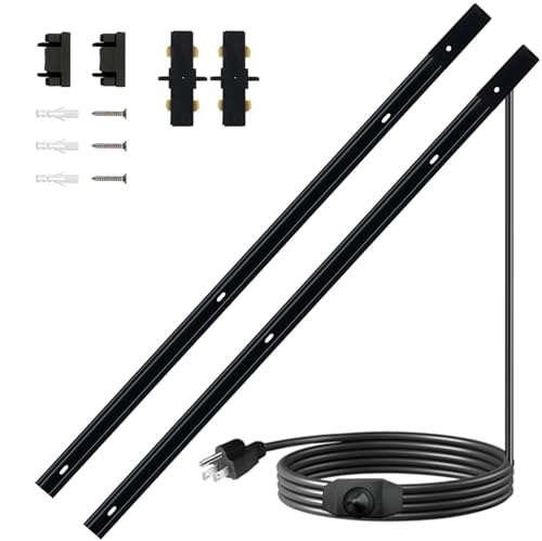 Image of Black H Type Track Lighting Rails with Dimmer Switch Cord 2PCS 120V Single Circuit 3-Wire H Track Rail Black 9.84FT (4.92 * 2FT) Made of Aluminum and Flame Retardant PVC Strength Guarantee