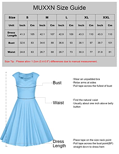Muxxn Women's 1950S Retro Vintage Midi Cap Sleeve Summer Wedding Prom Party Swing Fit And Flared Dress White M #TOP5