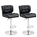 homcom Set 2 Sgabelli da Bar Girevoli e Imbottiti in Similpelle Nera con Schienale e Poggiapiedi, Altezza Regolabile, per Cucina o Pub, 50x55.5x93-114cm