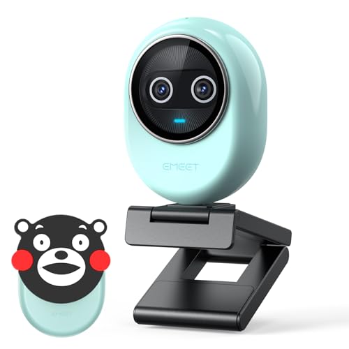 EMEET Piko+ webカメラ 4K 世界初のデュアルカメラ搭載 AI ウェブカメラ 1/2.55'' ソニーセンサー 3マイクアレイ&3種類の集音モード くまモン磁気プライバシーカバー付き クリップベース付属 USB-C to A接続 ライブ配信やコンテンツ制作に最適 グリーン