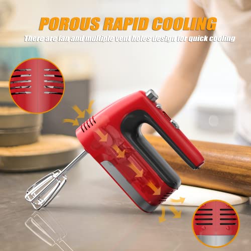 JIOJIOY Hand Mixer Electric, 5 Speed Kitchen Handheld Mixer with Eject Button and Storage Case, Mixing Brownies, Cakes and Dough Batters - Image 6