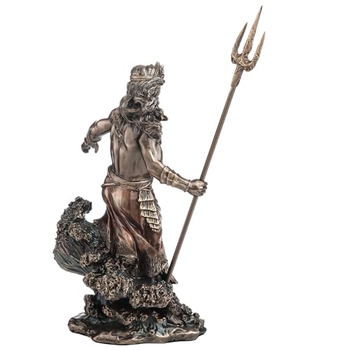 Estatua de Poseidón de bronce fundido 7.5 in miniatura 6