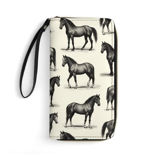 Women's Wild Horse Grey PU Leather Wallet, Large Capacity, Credit Card Holder, Coin Pocket, Ideal for Everyday