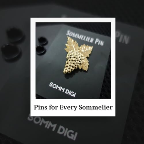 Image of Generic SOMM DIGI Sommelier Pin in Rose Gold, Silver, and Gold - Elegant Wine Leaf Design (Gold)