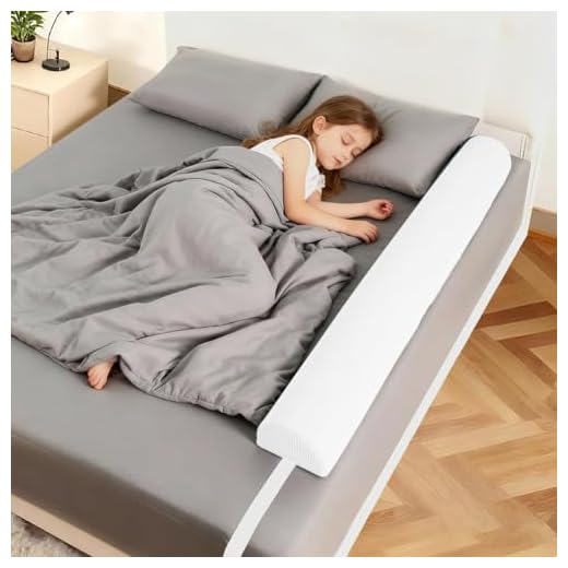 DUJUIKE Baby Bed Safety Barrier, Foam Protection, Portable Rail for Babies and the Elderly, Comfortable Barrier, Fall Protection (White, 1-Pack (105cm))