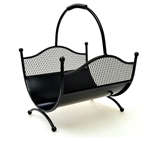 Dixiestore Holzkorb für Kaminholz aus Metall für 121 Kaminholz- Schwarz Holzregal Kaminholz Aussen- Kamin Zubehör Innen- Korb für Kaminholz Korb Aufbewahrung Kaminholzregal-3