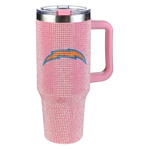 Image of The Memory Company Officially Licensed 40oz Pink Bling Game Day Tumbler, Los Angeles Chargers