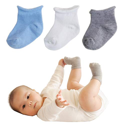 NEWBORN 플레인 립삭스 3켤레 세트(공식 해피프린스) 미끄럼 방지 아기양말 아기양말 세트