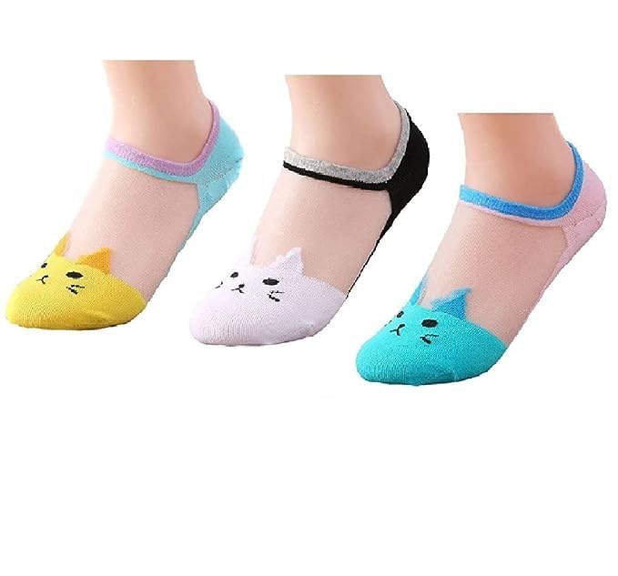 pearl tree Ankle Length Cotton Socks for Women & Girls - Cat Face Printed Socks(Pack of 3 Pair - Free Size)-picture-20