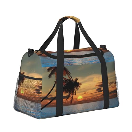 Sunset Palm Tree Ocean Print Everyday Use Travel Duffle Bag Large Capacity Travel Bag Stylish Functional Bag3