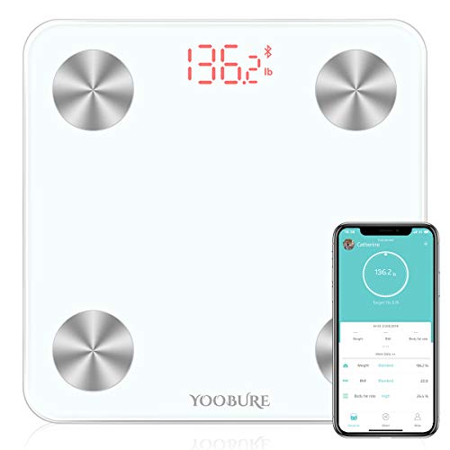 Bluetooth Body Fat Scale, Smart Digital Bathroom Weight Scale with Tempered Glass Platform