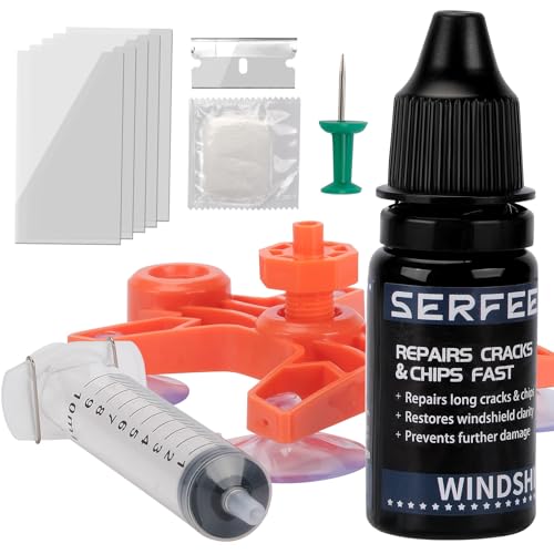 SERFEEY Windshield Repair Kit - Quick & Easy DIY Glass Repair for Cracks & Chips, Restore Clarity & Strength, Prevents Further Damage