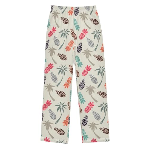 ZZXXB Pineapple Palm Trees Boys Long Pants Soft Trousers Elastic Waist Kids Lounge Bottoms with Pockets S-XL