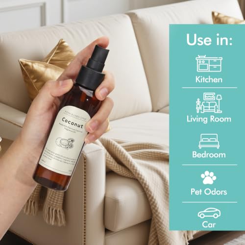 Image of Fragrance Room Spray, Coconut Scent, Air Fresheners for Home | with Notes of Tropical Fruits, Long Lasting Room Air Freshener & Odor Eliminator for Home, Bathroom, Bedding, 2 x 4.06 oz