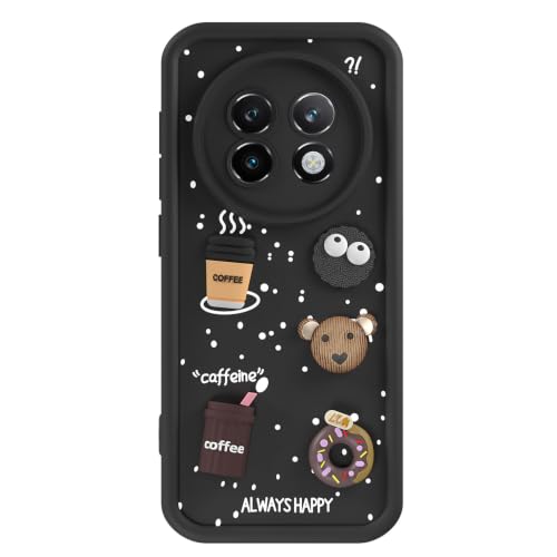 Image of Pikkme Back Cover for Realme 13 Plus 5G / Realme P1 Speed 5G | 3D Bear Silicone Cute & Fun Coffee Cartoon | Full Body Protection Bumper Case (Black)