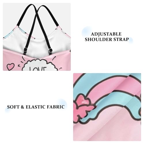 Bolaz Girls Swimsuits One-Piece Bathing Suits Multicolor Kids Sport Summer Beach Swimwear for 3-10 Years Old-Clouds and Hearts3