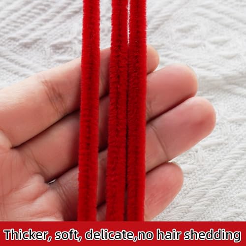 Qirimoi Red Pipe Cleaners Craft Pipe Cleaners Bulk Pipecleaners Crafts Supplies,200Pcs Red - Image 3