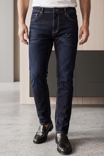 Image of Louis Philippe Men's Smart Fit Stretch Fabric for Comfort Premium Wash Aesthetic Authentic Twill and Durable Jeans