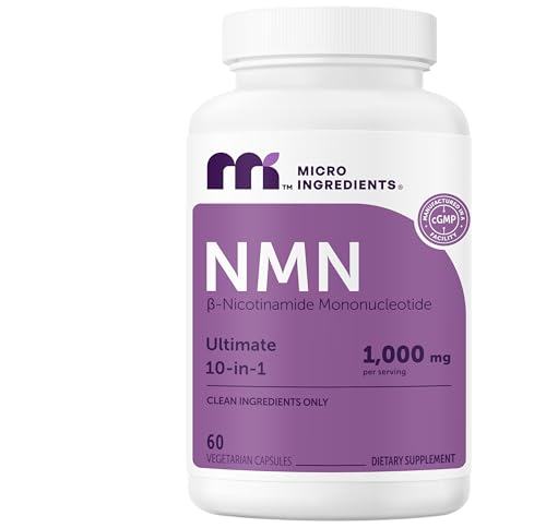 Image of NMN Complex 1,000mg Per Serving, 60 Veggie Capsules | 10-in-1 with Nicotinamide Mononucleotide, Vitamin C, Resveratrol, CoQ10, TMG, Quercetin, & Glutathione | NAD+ Supplement Precursor | Filler Free