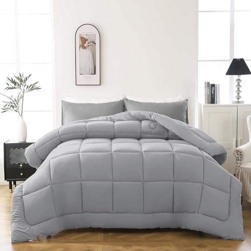 Image of 600 GSM Heavy Winter Comforter Double Bed Size 90 inchX100 inch - Luxurious Soft Fluffy Winter Blanket Comforter /Rajai /Duvet Double Bed - Silver Grey Color