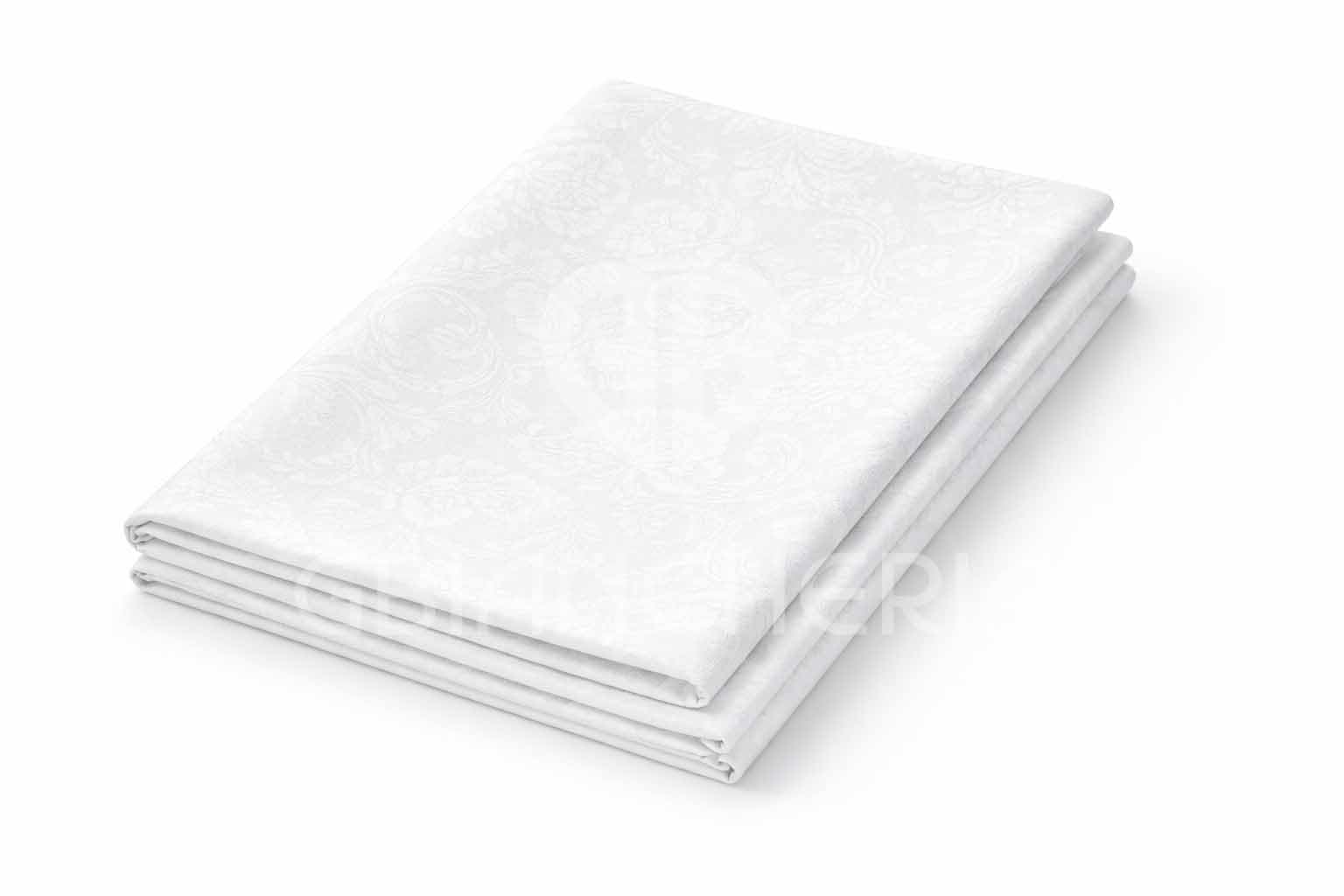 GBiancheria Tovaglia Elegante in Fiandra di Cotone Damascata, Stile Classico Col. Bianco 100% Made in Italy (Set 6 Tovaglioli 50x50cm)
