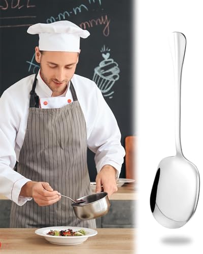 Fokroin 3 Piezas Cuchara Para Servir de Acero Inoxidable Con Asas Largas Cucharas de Buffet Grandes，Cuchara Grandes para Servir,cuchara grande con mango largo, para cocina, comedor, banquete