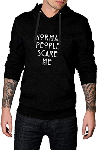 Normal People Scare Me Hoodie Men Letter Graphic Hoodie For Men (Black, X-Large)