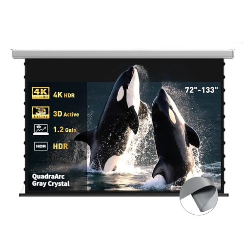 Image of WUPRO QuadraArc Electric Automatic Drop Projection Screen Gray Crystal 4K HD Wall/Ceiling Mounting Compatible with ST/LT Projectors 72 Inch