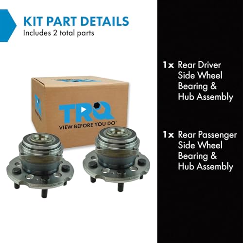Image of TRQ Rear Left and Right Wheel Bearing and Hub Assembly Set 2 Piece Compatible with 2009-2015 Honda Pilot Front Wheel Drive