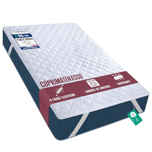 Utopia Bedding Protezione per materasso trapuntata con cinghia elastica 180x200 cm, Coprimaterasso fino a 38 CM di profondità, Topper per letto (Bianco)
