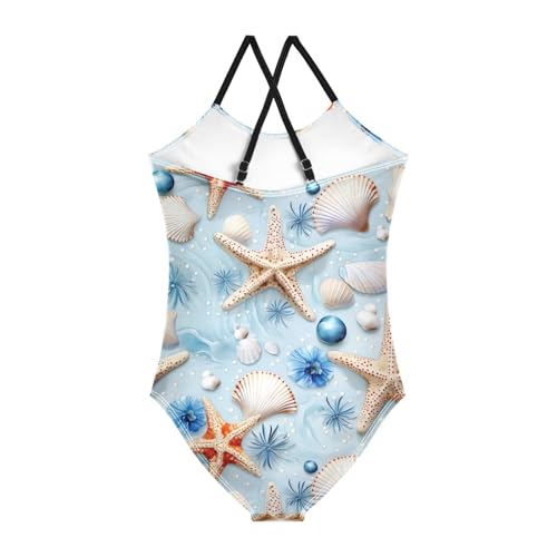 Seashell Starfish Girls One Piece Swimsuit Beach Swimwear 208577452