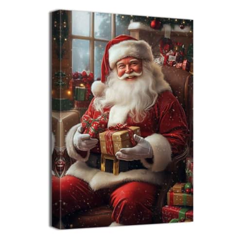 ZQQART Weihnachts Wanddekoration auf Leinwand Weihnachtsmann bringt...