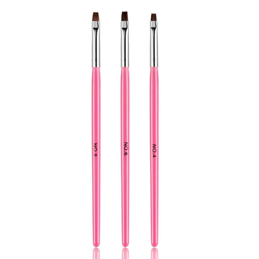 3 pezzi/set pennello piatto per nail art, pennello per la pulizia, intaglio, smannello per la pulizia, intaglio, smalto in gel, acrilico, punte per extension, disegno, strumenti per manicure