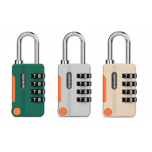 Image of FreshDcart 4-Digit Combination Padlocks for Bags, Luggage, Suitcases, Backpacks, Sports Bags, Lockers & Toolboxes | Keyless Travel Security Locks | Green, Peach & Grey | Pack of 3