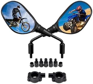 DeYeShiKi Motorcycle Mirrors ATV Mirrors, 360 Degrees Ball-Type Adjustment, 7/8" Handlebar with 8MM 10MM Clockwise & Counterclockwise Threaded Bolt