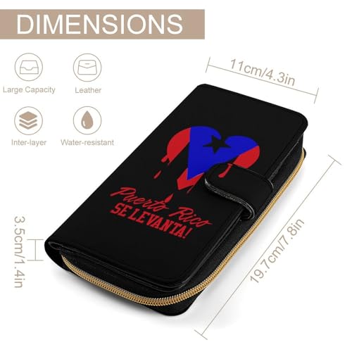 Puerto Rico Se Levanta Leather Wallets for Men Women Zipped Clutch Purse Travel Handbag Card Case Wallet2