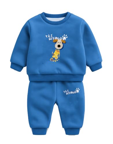 Image of Bold N Elegant Kids Fleece Lined Winter T-Shirt Jogger Set Warm Sweatshirt Pants | Stylish Astronaut Print Winter Co-ord Set for Infant Toddler Teedler Boys n Girls