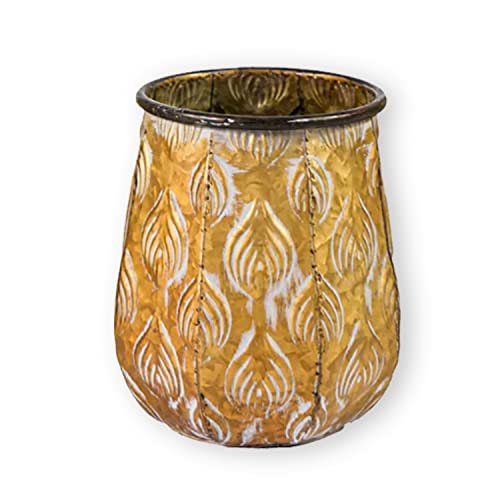 colourliving Übertopf Pflanztopf Cauldron Serie Pflanzgefäß aus Zink Rund Blumentopf Metall Blumenpott (19, Gold)