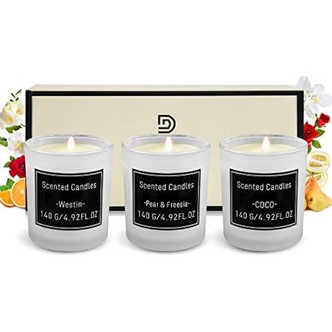 3 Pack 4.92 oz Soy Candles Long Burning Scented Candles Set Birthday Anniversary Christmas Gifts for Women Her Girls Cover