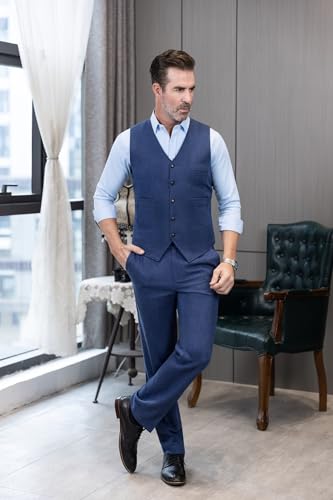 JinXuanYa Men Dress Pants Flat Front Tweed Wool Regular Fit Dress Pants Herringbone Trousers Waist Inseam3