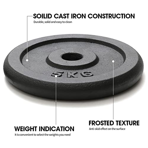 KK Cast iron Weight Plate Set.For 1 Inch Barbell Bar Dumbbells Weight Disc Pair. 2 x 2.5kg, 5kg or 10kg Barbell Weight Plates. Dumbbell Plates for Home or Gym Training or Weightlifting. (2 X 5KG) - Image 3