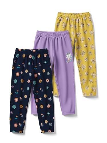 Image of HELLCAT Printed Track Pants for Girls | Blended Cotton Feel Lower | Night Pants & Track Pant Pants | Sizes 3-16 Years | Pack of 3