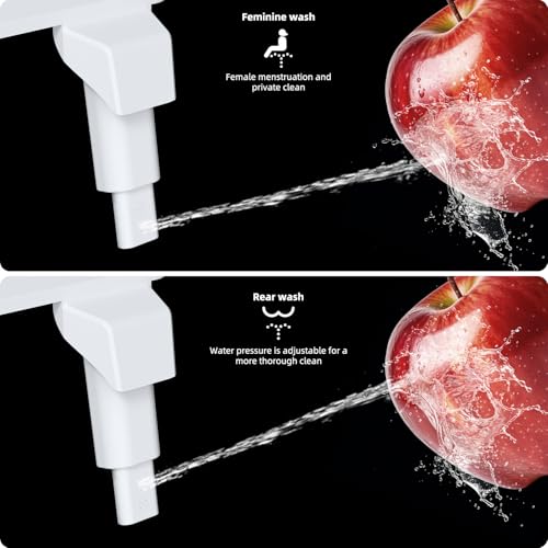 Image of Hibbent Bidet Attachment for Toilet, Non-Electric Dual Nozzle for Frontal & Rear Wash, Adjustable Water Pressure Control, Fresh Water Bidet Toilet Seat, Self Cleaning Water Sprayer, Dark Black