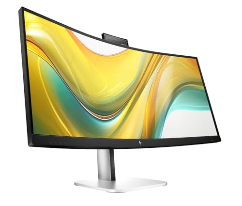 Image of HP Series 5 Pro 34 inch WQHD USB-C Conferencing Monitor, 5MP Pop-up Webcam, 4x3W Speakers, Tilt, Swivel, Height Adjustment Mount, Displayport, HDMI, 2 Pack w /DKZ Hub & ErgoFlexy Dual Mount Arms