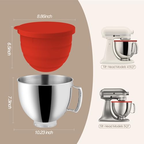 Tazón de acero inoxidable 5 QT con liners de silicona miniatura 3