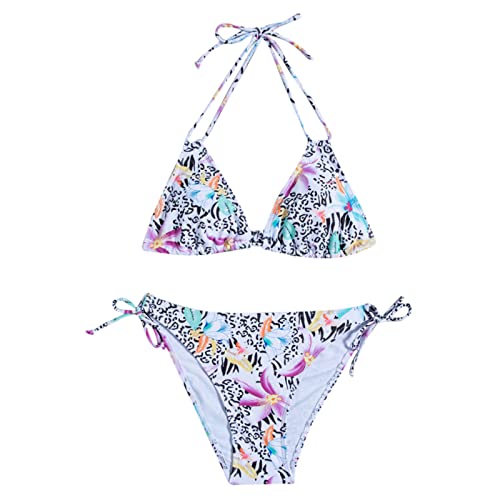 Traje de Baño Mujer 2 Piezas Bikini Talla Grande Mujeres Bikini Set Up Traje de Baño Brasileño Playa Sexy Elegante Trajes Mujer Relleno Sujetador (White M)