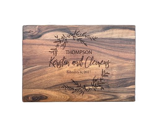 Wedding Cutting Board - Custom Engraving with Family and Couple Names – Personalized...