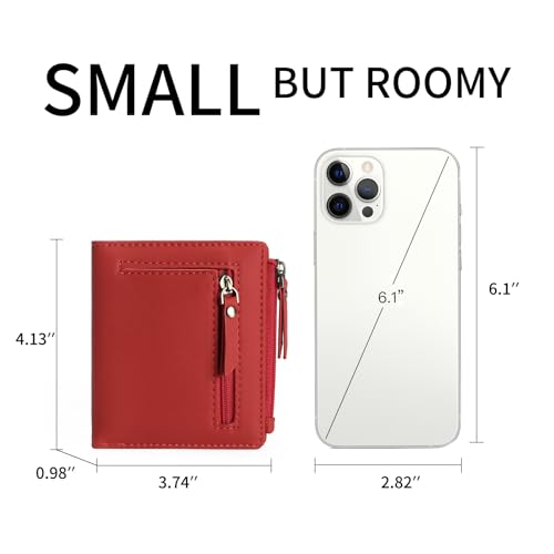 Image of GOIACII Small Women's Wallet Compact Bifold Credit Card Holder Mini Ladies Purse with 2 Zipper Coin Pockets